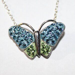 Sterling Silver Crystal & Paste Butterfly Necklace
